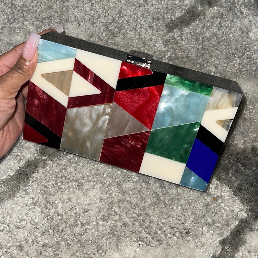 Colorful Square Shaped clutch